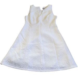 WHBM NWT White Matte Floral Knee-Length Dress Baptism Occasionwear Summer Sz 10